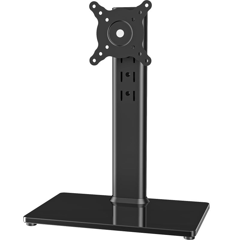 Hemudu Single LCD Computer Monitor Free-Standing Desk Stand Mount Riser for 13 inch to 32 inch screen with Swivel, Height Adjustable, Rotation, Vesa Base Stand Holds One (1) Screen up to 77Lbs(HT05B-001)) - Image 1